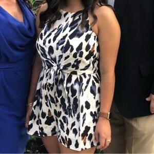 Blue and black leopard romper